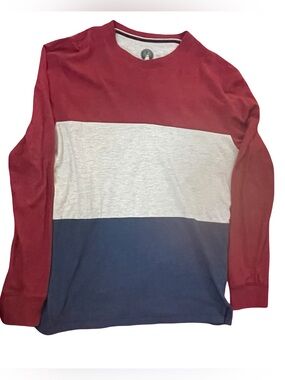Weatherproof boys colorblock long sleeve shirt - red gray navy - size M